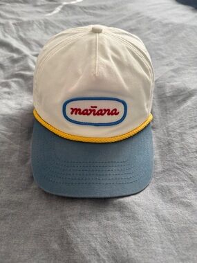 Mañana (Manana) White & Blue Rope-Trim Trucker Hat